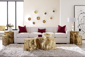 Phillips Collection Log Trunk Stool Cast Resin with Metallic Leaf Finish Sculptural Accent for Modern Interiors Gold PH55915