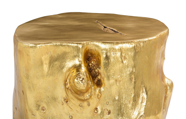 Phillips Collection Log Stool – Sculptural Accent with Silver Leaf Finish for Modern Spaces and Versatile Use Gold Leaf, LG PH56278