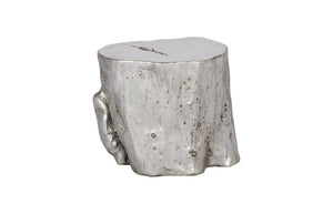 Phillips Collection Log Large Silver Leaf Stool - Modern Organic Design For Chic Interiors & Coastal Decor Accents Silver Resin Ph56279