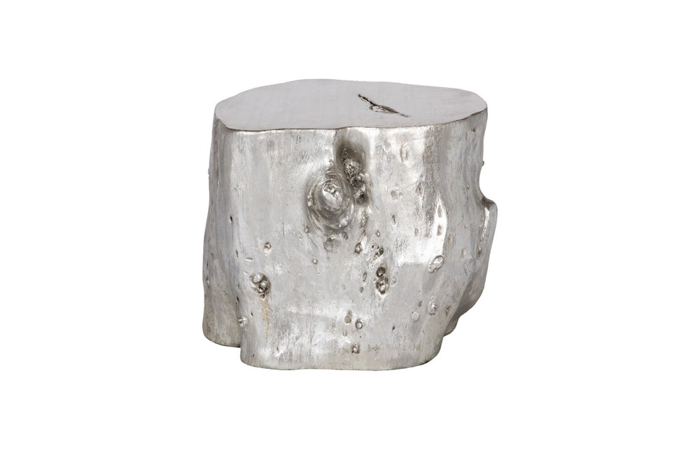 Phillips Collection Log Large Silver Leaf Stool - Modern Organic Design For Chic Interiors & Coastal Decor Accents Silver Resin Ph56279