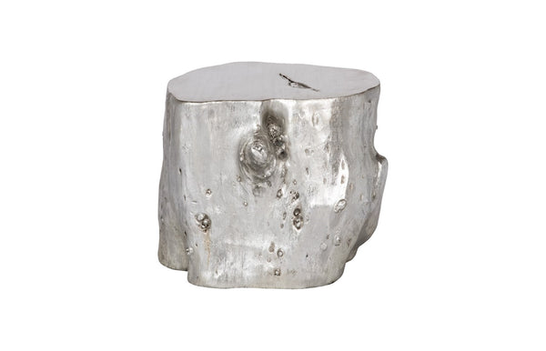 Phillips Collection Log Large Silver Leaf Stool - Modern Organic Design For Chic Interiors & Coastal Decor Accents Silver Resin Ph56279