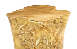 Phillips Collection Log Side Table – Chic Modern Accent Table with Rustic Textures for Living Room or Bedroom Decor Gold Leaf PH56280