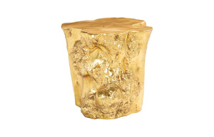 Phillips Collection Log Side Table – Chic Modern Accent Table with Rustic Textures for Living Room or Bedroom Decor Gold Leaf PH56280
