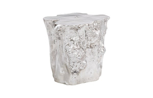 Phillips Collection Log Side Table – Chic Modern Accent Table with Rustic Textures for Living Room or Bedroom Decor Silver Leaf PH56281