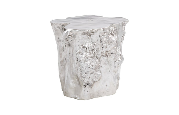 Phillips Collection Log Side Table – Chic Modern Accent Table with Rustic Textures for Living Room or Bedroom Decor Silver Leaf PH56281