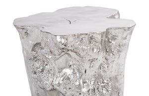 Phillips Collection Log Side Table – Chic Modern Accent Table with Rustic Textures for Living Room or Bedroom Decor Silver Leaf PH56281