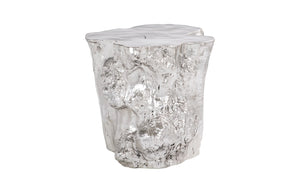 Phillips Collection Log Side Table – Chic Modern Accent Table with Rustic Textures for Living Room or Bedroom Decor Silver Leaf PH56281