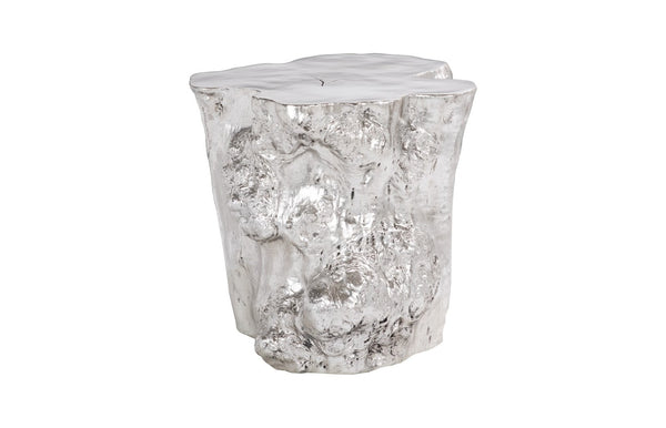 Phillips Collection Log Side Table – Chic Modern Accent Table with Rustic Textures for Living Room or Bedroom Decor Silver Leaf PH56281