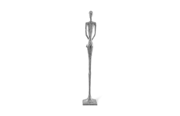 Phillips Collection Lottie Sculpture - Mid-Century Modern Elegance with Handcrafted Texture for Stylish Home Decor Resin, Silver Leaf PH56285