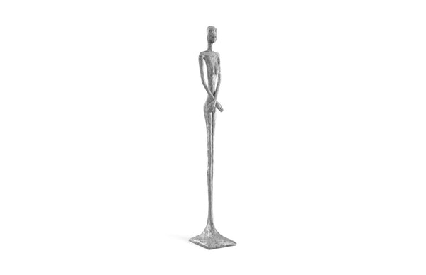 Phillips Collection Lottie Sculpture - Mid-Century Modern Elegance with Handcrafted Texture for Stylish Home Decor Resin, Silver Leaf PH56285