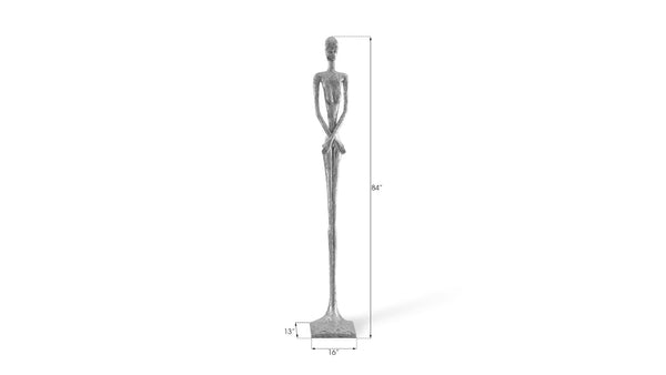 Phillips Collection Lottie Sculpture - Mid-Century Modern Elegance with Handcrafted Texture for Stylish Home Decor Resin, Silver Leaf PH56285