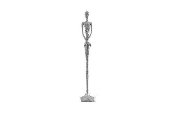 Phillips Collection Lottie Sculpture - Mid-Century Modern Elegance with Handcrafted Texture for Stylish Home Decor Resin, Silver Leaf PH56285