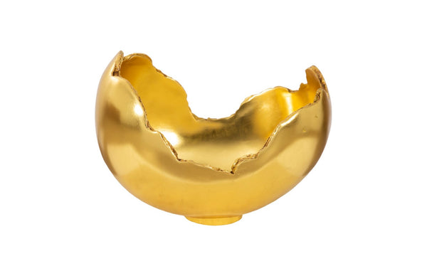 Phillips Collection Burled Bowl - Sculptural Centerpiece with Organic Design and Elegant Bronze Texture for Any Space Resin, Gold Leaf Finish PH56701