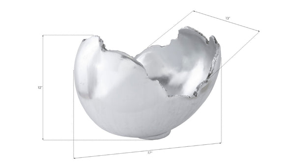 Phillips Collection Burled Bowl - Sculptural Centerpiece with Organic Design and Elegant Bronze Texture for Any Space Resin, Silver Leaf Finish PH56702