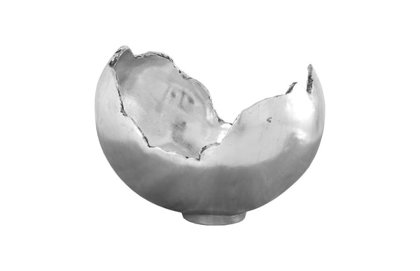 Phillips Collection Burled Bowl - Sculptural Centerpiece with Organic Design and Elegant Bronze Texture for Any Space Resin, Silver Leaf Finish PH56702