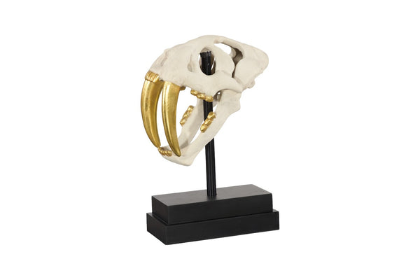Phillips Collection Saber Tooth Tiger Skull Sculpture – Stunning Roman Stone Finish for Bold Home Décor & Focal Point Roman Stone PH56706