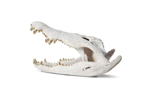 Phillips Collection Crocodile Skull Sculpture - Bold Modern Accent with Silver Detailing for Eclectic Home Décor Roman Stone, Gold Leaf PH56708