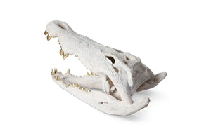 Phillips Collection Crocodile Skull Sculpture - Bold Modern Accent with Silver Detailing for Eclectic Home Décor Roman Stone, Gold Leaf PH56708