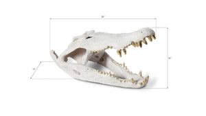 Phillips Collection Crocodile Skull Sculpture - Bold Modern Accent with Silver Detailing for Eclectic Home Décor Roman Stone, Gold Leaf PH56708
