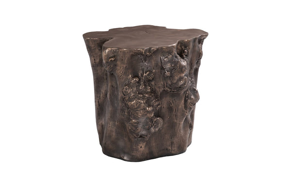 Phillips Collection Log Side Table – Chic Modern Accent Table with Rustic Textures for Living Room or Bedroom Decor Bronze PH56725