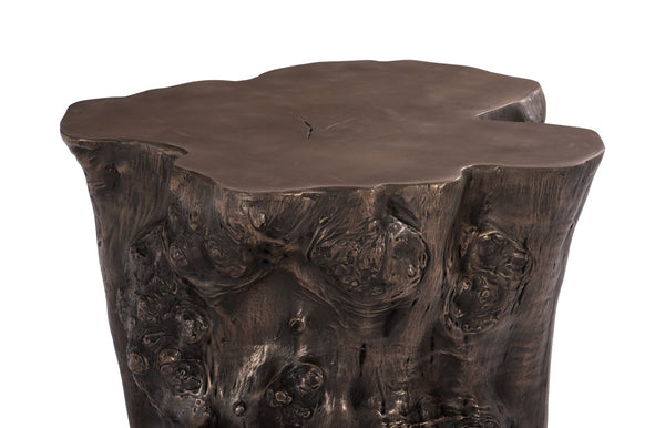 Phillips Collection Log Side Table – Chic Modern Accent Table with Rustic Textures for Living Room or Bedroom Decor Bronze PH56725