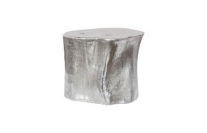 Phillips Collection Log Sculptural Tree Trunk Base Dining Table with Silver Leaf Finish and Glass Top PH57270
