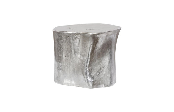 Phillips Collection Log Sculptural Tree Trunk Base Dining Table with Silver Leaf Finish and Glass Top PH57270