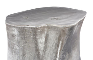 Phillips Collection Log Sculptural Tree Trunk Base Dining Table with Silver Leaf Finish and Glass Top PH57270