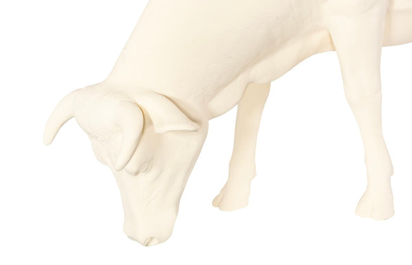 Phillips Collection Life Size Cow Sculpture - Hand-Painted Off-White Grazing Cow for Indoor/Outdoor Farmhouse Decor PH57424
