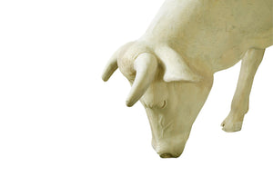 Phillips Collection Life Size Cow Sculpture - Hand-Painted Off-White Grazing Cow for Indoor/Outdoor Farmhouse Decor PH57424