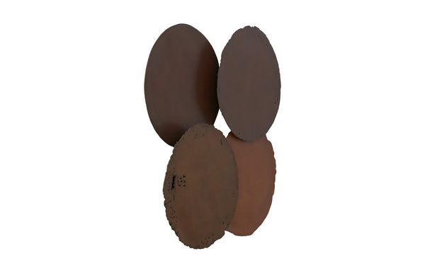 Phillips Collection Cast Oil Drum Wall Discs - Industrial Glamour for Modern Spaces, Striking Decor for Any Room Resin, Rust Finish, Set of 4 PH58501