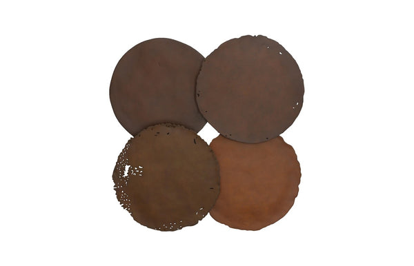 Phillips Collection Cast Oil Drum Wall Discs - Industrial Glamour for Modern Spaces, Striking Decor for Any Room Resin, Rust Finish, Set of 4 PH58501