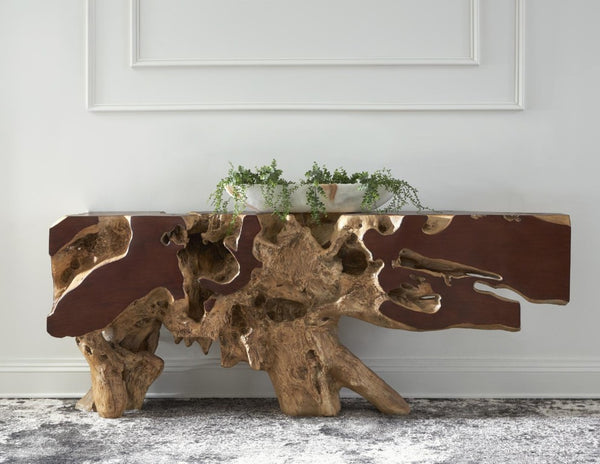 Phillips Collection Freeform Tree Trunk Console Table Cast Resin Faux Bois Finish Organic Entryway Accent PH58768