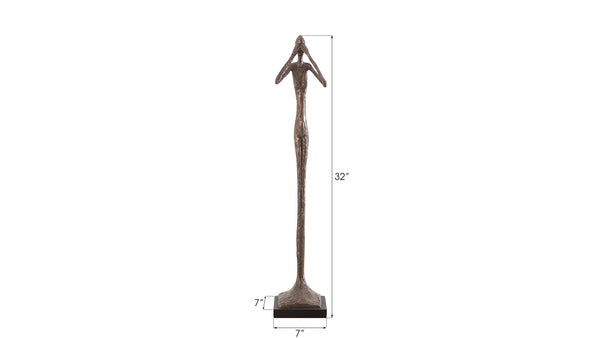 Phillips Collection See No Evil Skinny Sculpture By Raymond Waites - Modern Organic Decor For Timeless Elegance Brown Resin Ph59232
