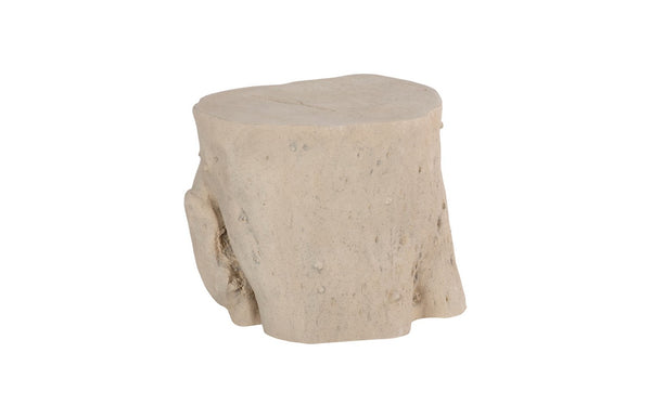 Phillips Collection Log Stool – Sculptural Accent with Silver Leaf Finish for Modern Spaces and Versatile Use Roman Stone, LG PH59414