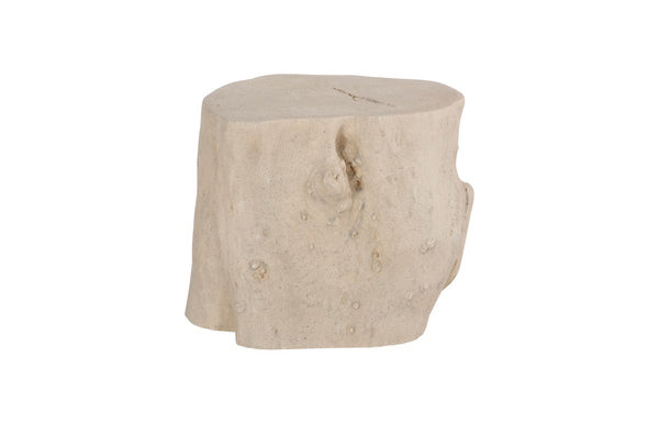 Phillips Collection Log Stool – Sculptural Accent with Silver Leaf Finish for Modern Spaces and Versatile Use Roman Stone, LG PH59414