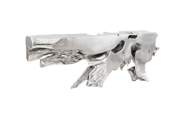 Phillips Collection Freeform Console Table - Sculptural Elegance in Hand-Applied Silver Finish for Modern Interiors Silver Leaf, LG PH59416
