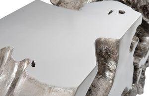 Phillips Collection Freeform Console Table - Sculptural Elegance in Hand-Applied Silver Finish for Modern Interiors Silver Leaf, LG PH59416