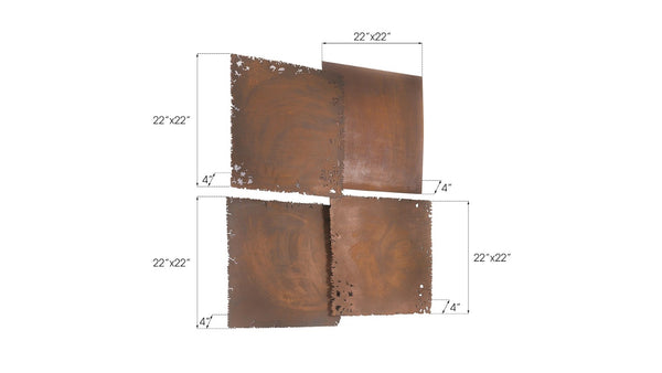 Phillips Collection Cast Square Oil Drum Wall Tiles - Rustic Resin Set of 4 for Industrial-Modern Home Decor Upgrade PH59609