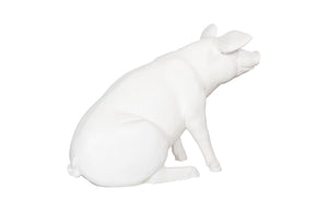 Phillips Collection Happy Pig Sculpture - Handcrafted Matte White Art Piece For Playful Home Decor & Garden Charm Off White Resin Ph59611