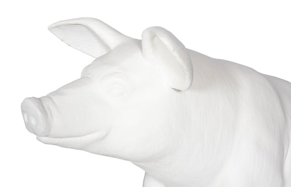 Phillips Collection Happy Pig Sculpture - Handcrafted Matte White Art Piece For Playful Home Decor & Garden Charm Off White Resin Ph59611