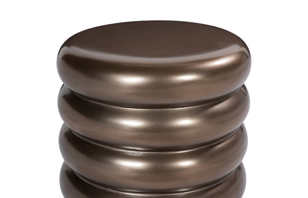 Phillips Collection Ribbed Stool - Versatile Contemporary Design for Extra Seating or Stylish Side Table in Any Room Polished Bronze PH60009