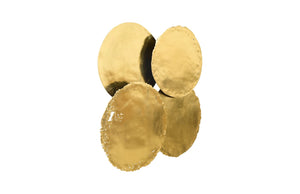 Phillips Collection Cast Oil Drum Wall Discs Set Of 4 – Edgy Gold Leaf Decorative Art For Modern Organic Spaces Gold Resin Ph60516