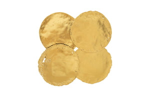 Phillips Collection Cast Oil Drum Wall Discs Set Of 4 – Edgy Gold Leaf Decorative Art For Modern Organic Spaces Gold Resin Ph60516