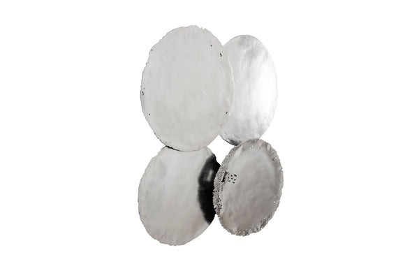 Phillips Collection Cast Oil Drum Wall Discs - Industrial Glamour for Modern Spaces, Striking Decor for Any Room Silver Leaf, Set of 4 PH60517