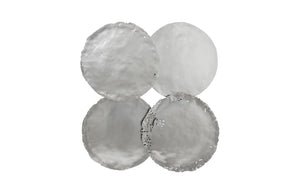 Phillips Collection Cast Oil Drum Wall Discs - Industrial Glamour for Modern Spaces, Striking Decor for Any Room Silver Leaf, Set of 4 PH60517