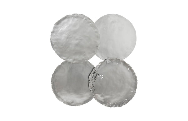 Phillips Collection Cast Oil Drum Wall Discs - Industrial Glamour for Modern Spaces, Striking Decor for Any Room Silver Leaf, Set of 4 PH60517