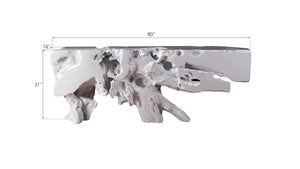 Phillips Collection Freeform Console Table - Sculptural Elegance in Hand-Applied Silver Finish for Modern Interiors Gel Coat White, LG PH61255
