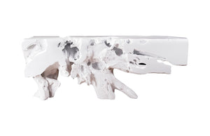Phillips Collection Freeform Console Table - Sculptural Elegance in Hand-Applied Silver Finish for Modern Interiors Gel Coat White, LG PH61255