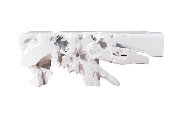 Phillips Collection Freeform Console Table - Sculptural Elegance in Hand-Applied Silver Finish for Modern Interiors Gel Coat White, LG PH61255